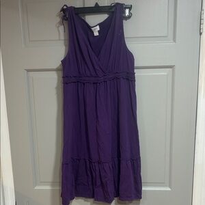 Loft Dress Women Size Medium Purple Pullover no pockets V-neck sleeveless